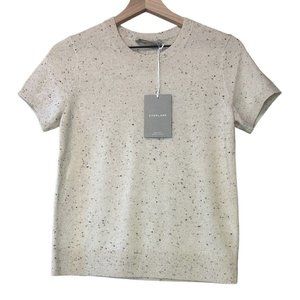 EVERLANE The Cashmere Sweater Tee Short Sleeve Beige Speckled Sz Small